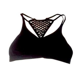 VICTORIA’S SECRET BLACK strappy cage bralette wireless racerback size medium